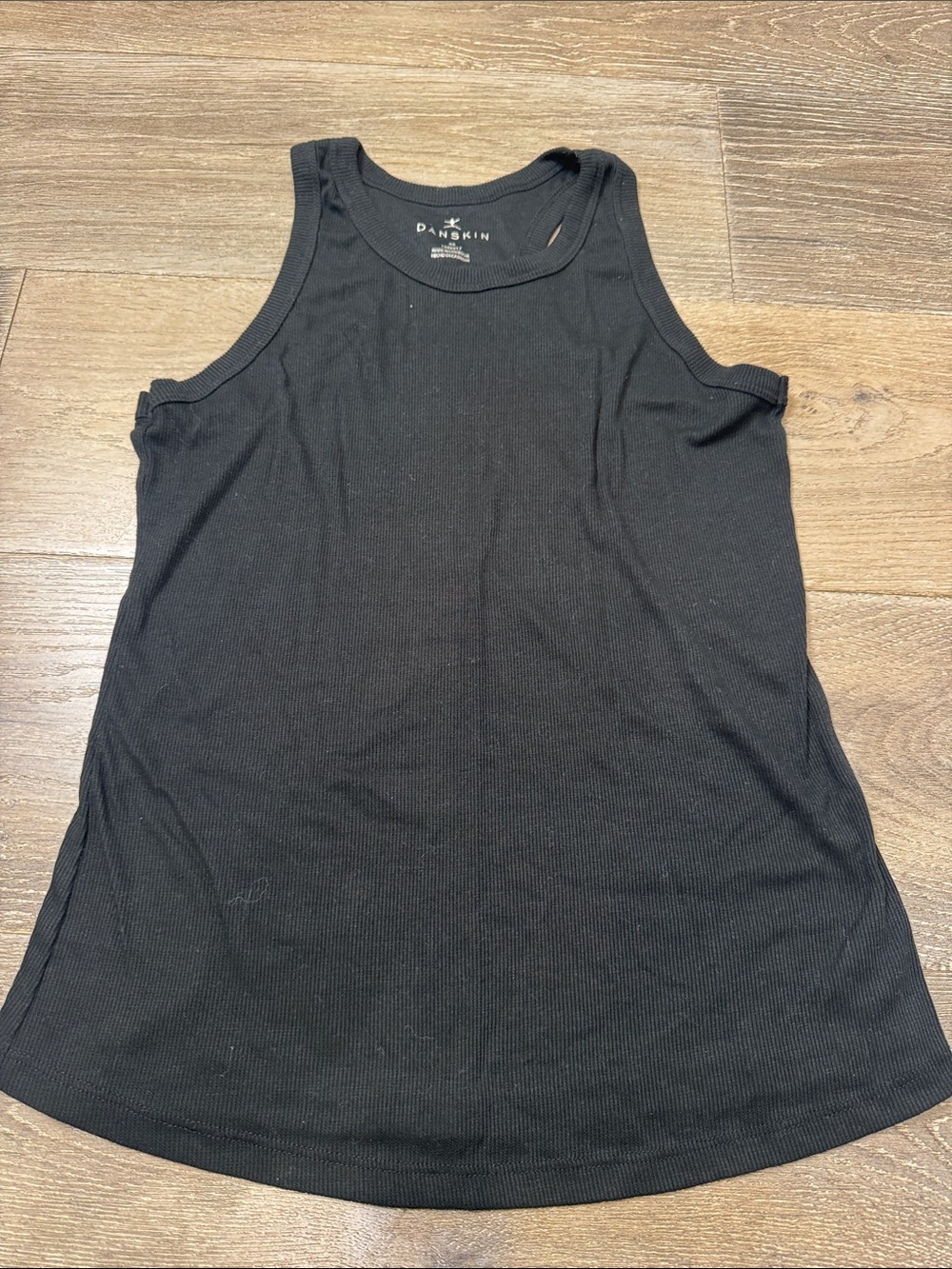 Danskin Black Ribbed Scoop Tank RG
